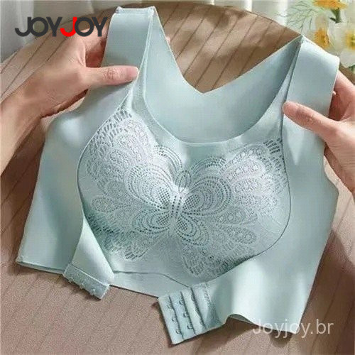 Joyjoy Sutiã de Correção de Postura Plus Size com Fecho Frontal – Top de Renda Sem Costura, Sem Aro, Ajuste Ergonômico em Oferta na Shopee