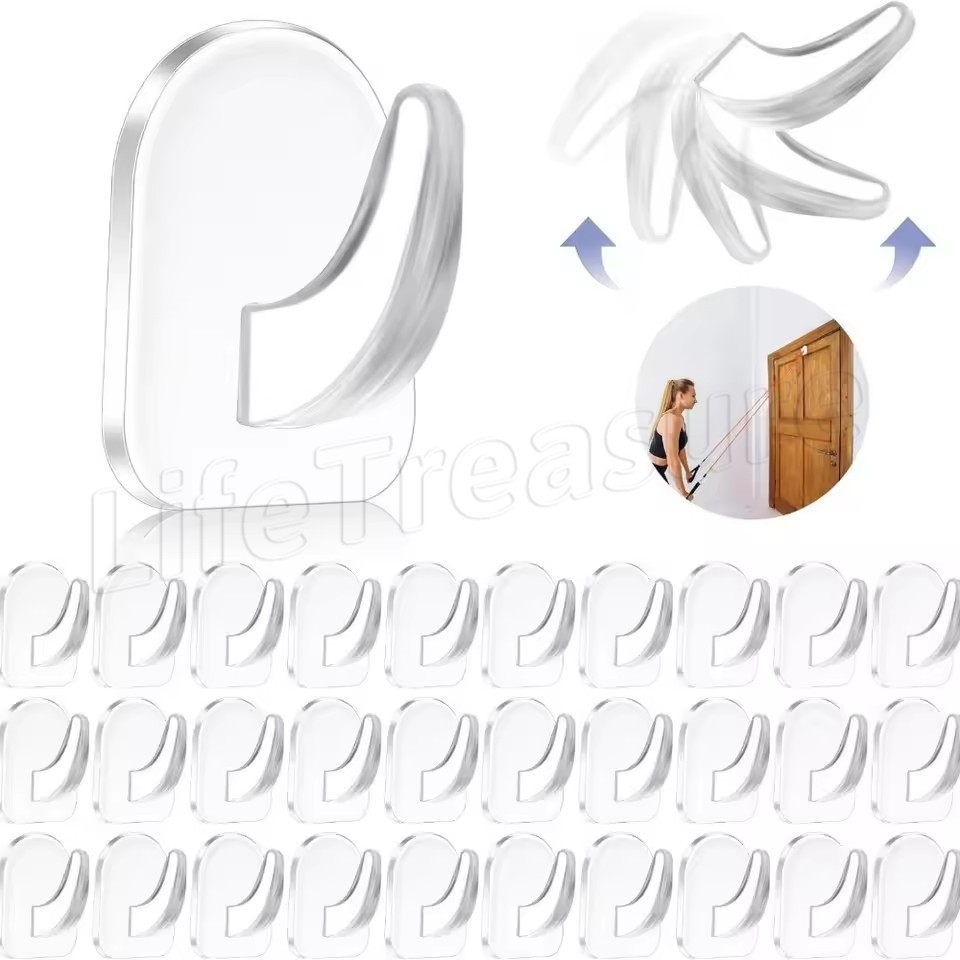 30-10PCS Mini Ganchos De Parede Transparentes-Rack De Armazenamento Resistente Reutilizável-Gancho De Decoração-Cabide P