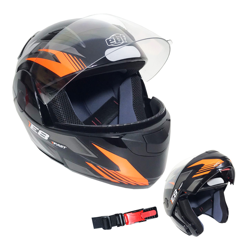 Capacete Moto Articulado Ebf Fast E08 Robocop Preto 60