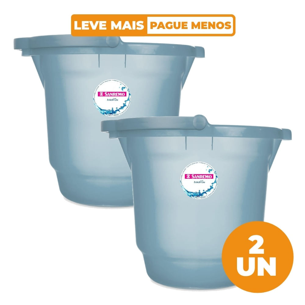 Kit 2 Baldes Plásticos Azul com Alça 12L Hydrus Sanremo - Home & Living