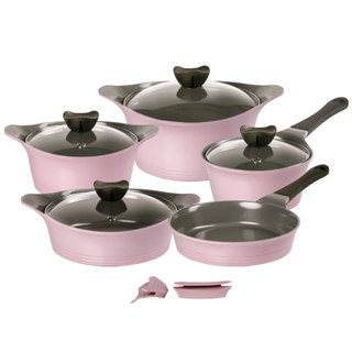 Conjunto de Panelas com Revestimento Cerâmico - Aeni - Neoflam - Cor Rosa - 5 Peças em Oferta na Shopee