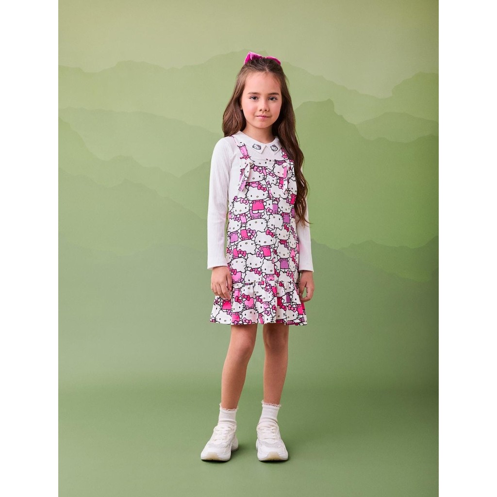 Salopeti com blusa Hellokitty infantil Momi