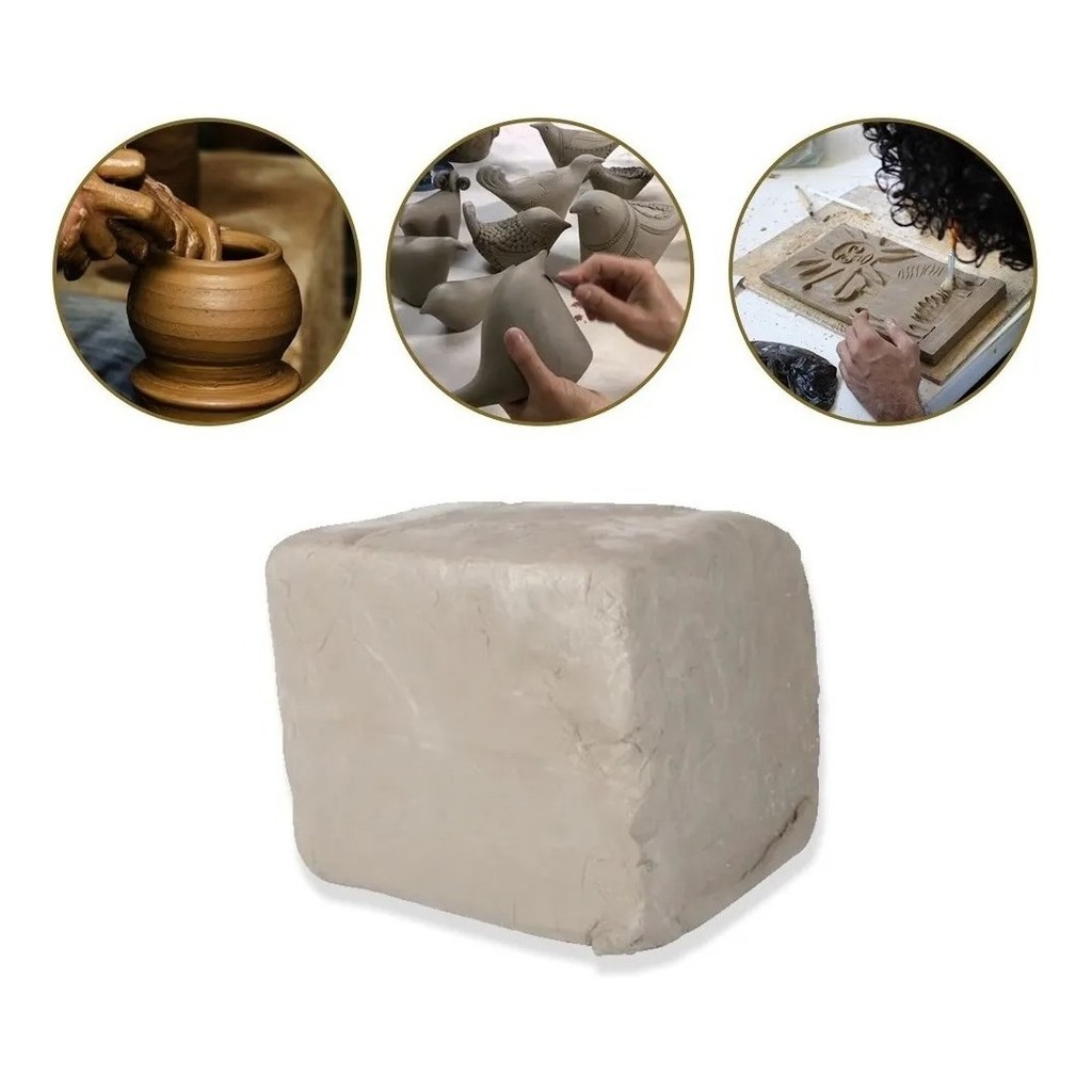 Argila Natural Modelar Artesanato Escultura Cerâmica E Escolar 900g Para Artesanato Uso Em Geral