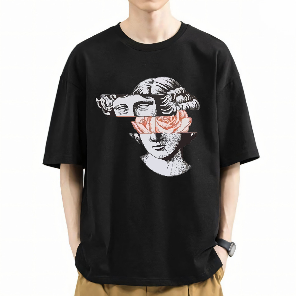 [Camiseta Premium em Algodão Puro]GXG Camiseta Oversized Estampa Retrô Unissex Cor Preta, Branca e Malha Algodão