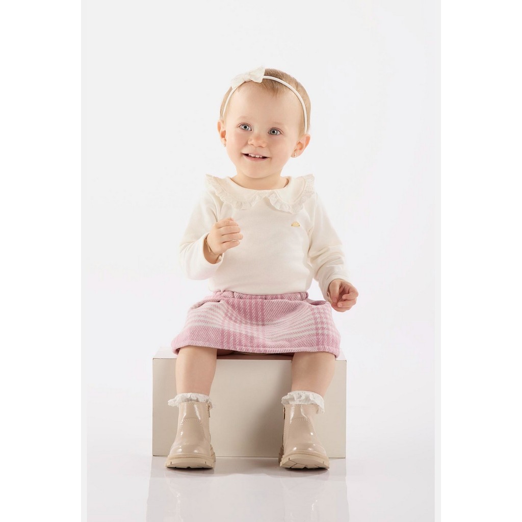 Conjunto para Bebê Menina com Body em Suedine e Saia Xadrez Up Baby em Oferta na Shopee