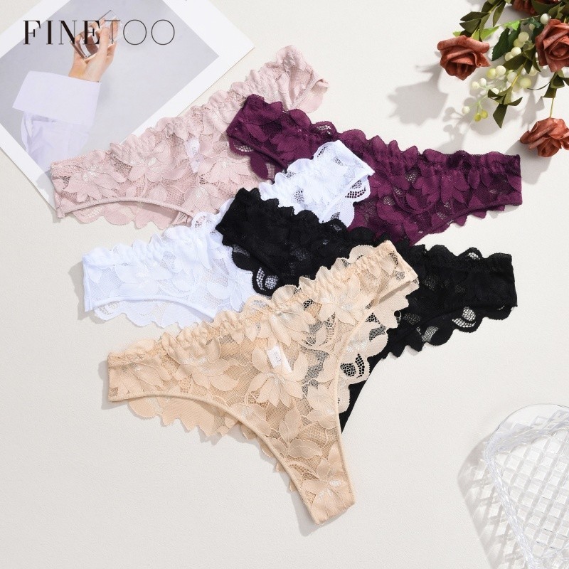 FINETOO Tanga De Cintura Baixa Para Mulheres , Calcinha Fio Dental De Renda Macia E Oca , Cuecas Antibacterianas Respirá em Oferta na Shopee