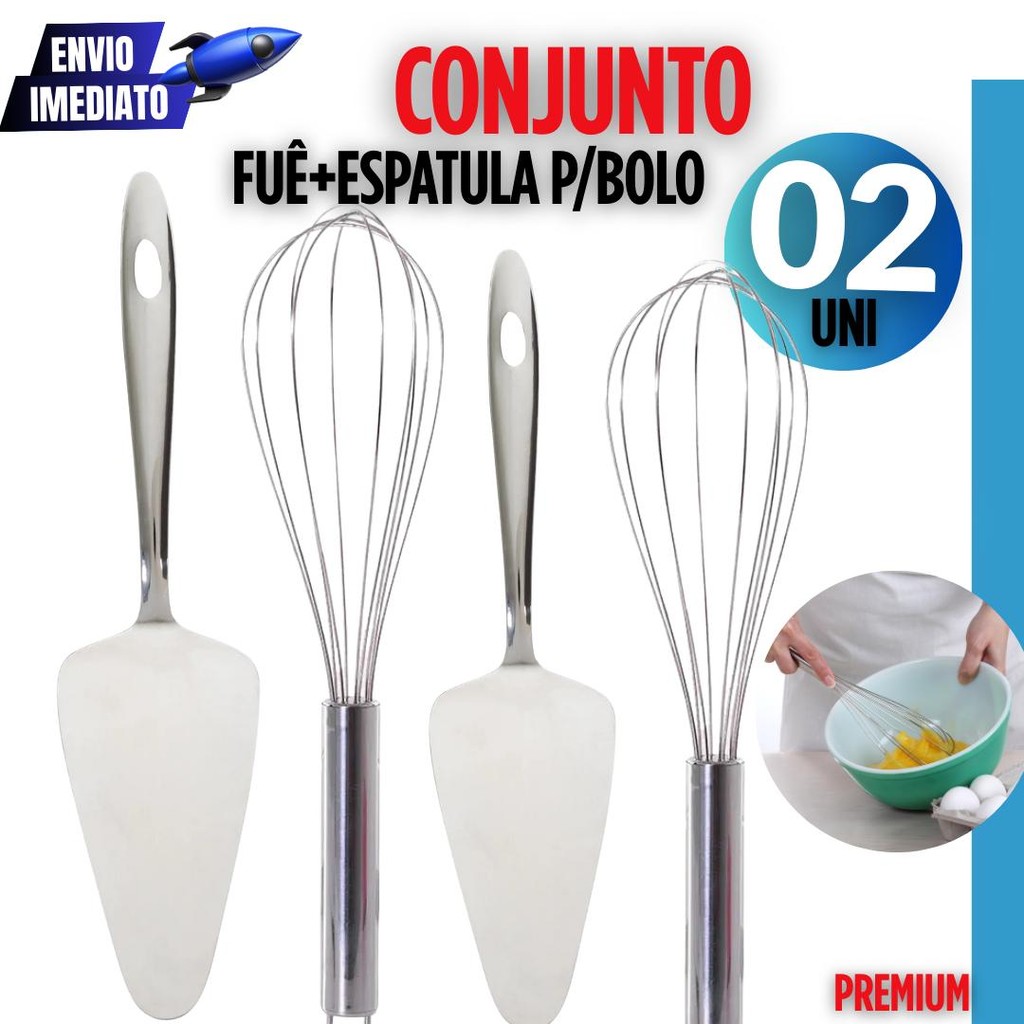Fouet Inox + Espátula de Bolo – Kit Essencial para Cozinha e Confeitaria