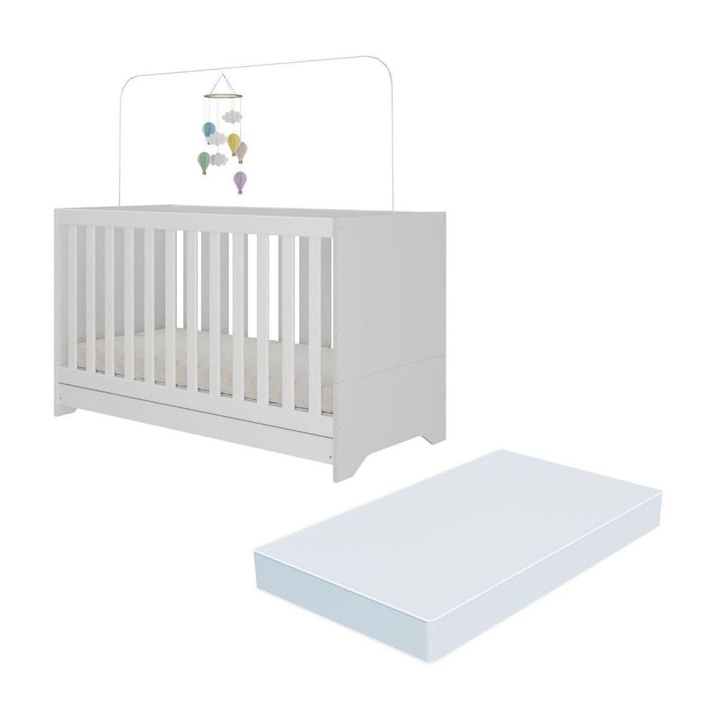 Berço 3 em 1 vira cama com Colchão Incluso Elza Multimóveis MP4305 em Oferta na Shopee