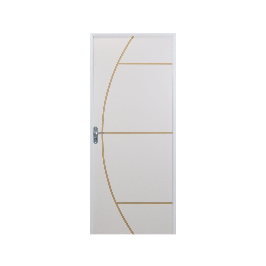 Kit Porta de Madeira Decorada 212x65cm com Batente de Aluminio 3,6cm Gáucha Mgm Abertura Direita Branco em Oferta na Shopee