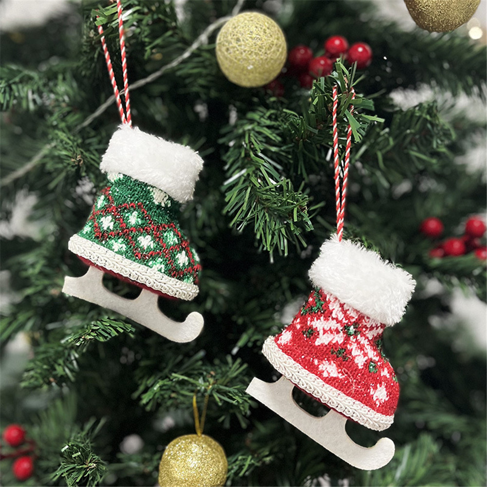 1Pc Feliz Natal Decorações Mini Patins De Gelo Sapatos Para Casa Pendurado Pingentes Enfeites De Árvore De Natal1