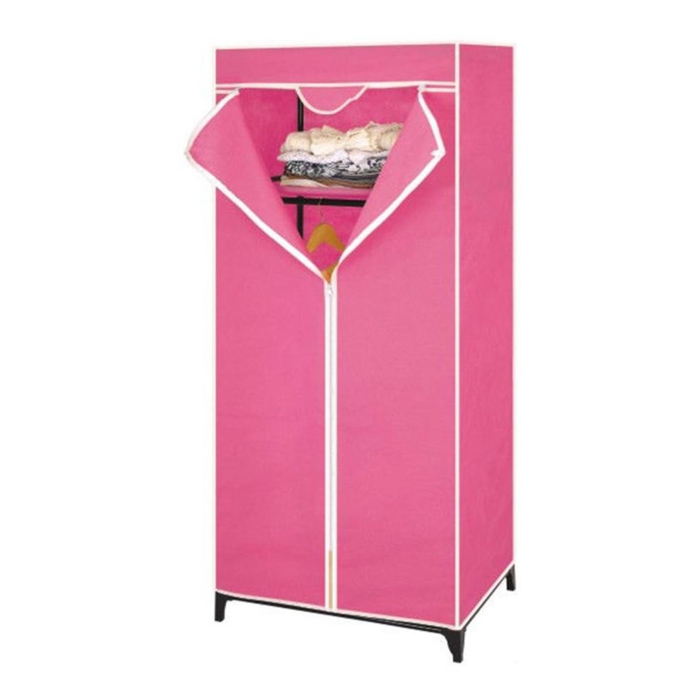 GUARDA ROUPA COM ZIPER CABIDEIRO PORTATIL ARARA ORGANIZADOR PRATELEIRA MULTIUSO ROSA