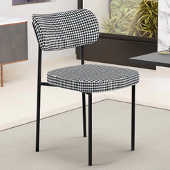 Cadeira Decorativa Estofada Para Sala de Jantar Melina L02 Pied Poule - Lyam Decor