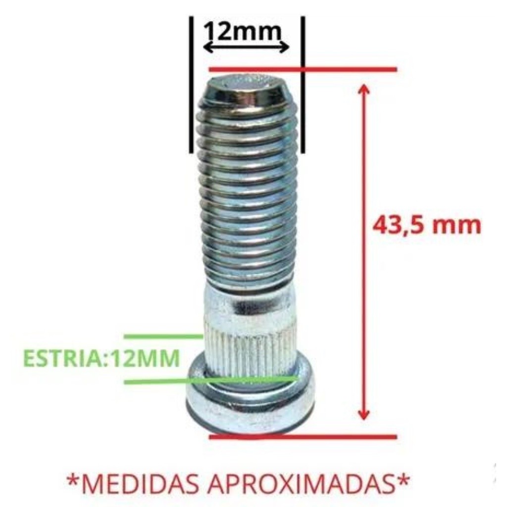 2 Kit Parafuso Prisioneiro C/ Porca Roda Honda Fit City Civic — imagem 2 de 2