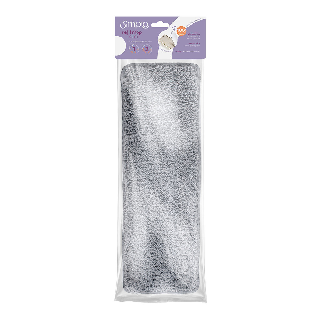REFIL DE MICROFIBRA PARA MOP SLIM LAVA E SECA - SIMPLO CINZA