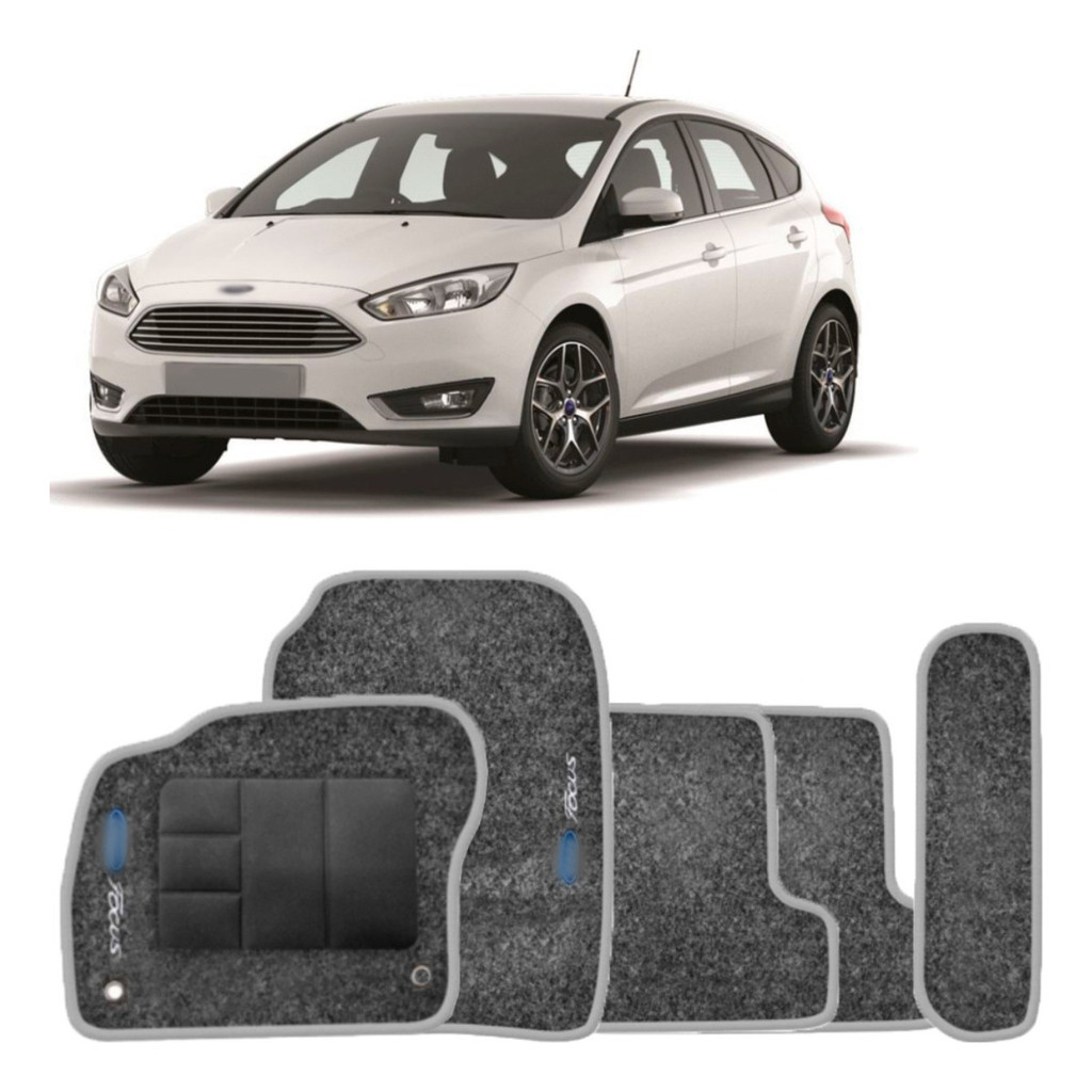 Kit de tapetes 5 peças específico Focus 2014 15 16 2017 Carpete Grafite