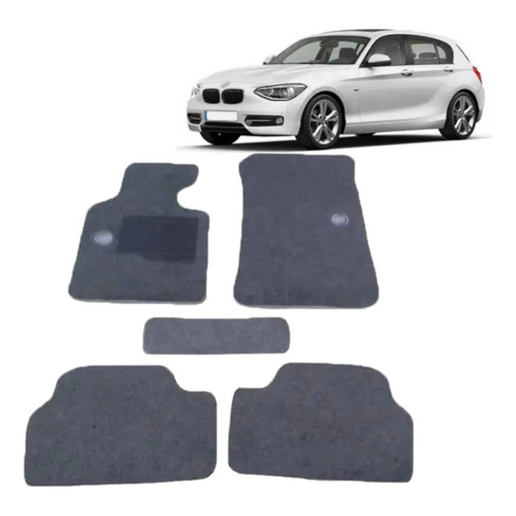 Kit  Tapetes 5 Peças  Carpete Bmw 118 2011 2012 2013 2014 2015 Grafite