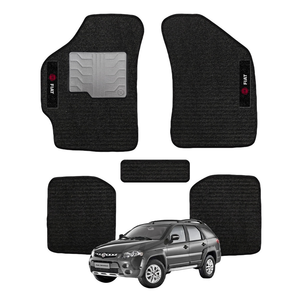 Kit de tapetes 5 peças específico Palio Adv. Locker 2012 13 14 ... 17 18 2019 Carpete Preto