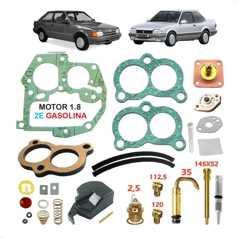Kit Reparo Carburador 2e Com Gicle Giclagem Escort Verona 1.8 Ap 89/91 Apollo 90/1991