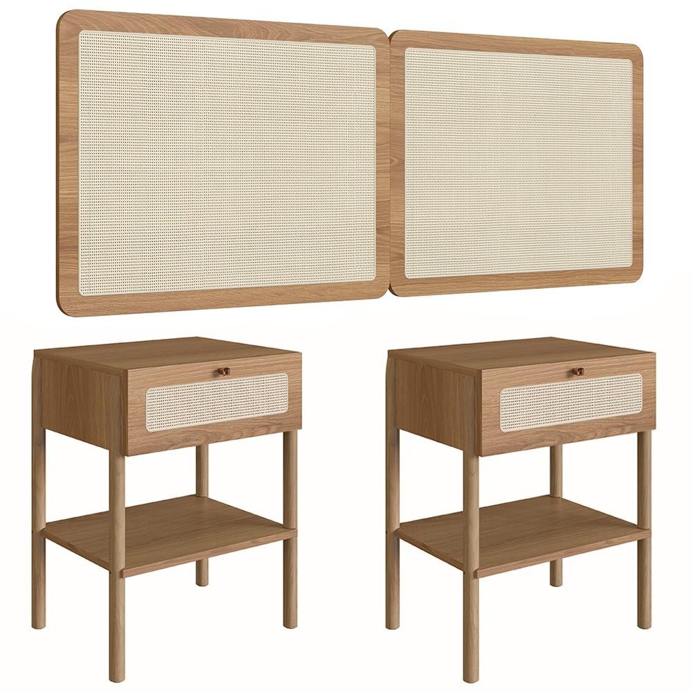 Cabeceira Casal e Queen Com 2 Mesas Laterais Arlo A10 Hanover - Mpozenato em Oferta na Shopee