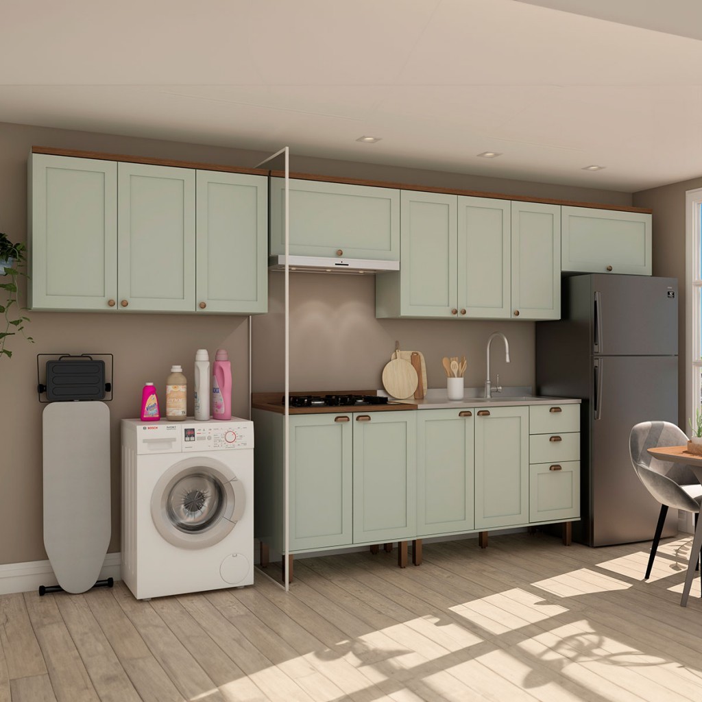 Cozinha Completa Iluminata 12 Portas 3 Gavetas 100% MDF - GenialFlex - Home & Living