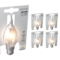 Kit 5 Lampadas Led Vela Filamento Chama Clear 4w 4000k Branco Neutro E14 110v/220v Cod: 351170876-5 Deluxe By Avant
