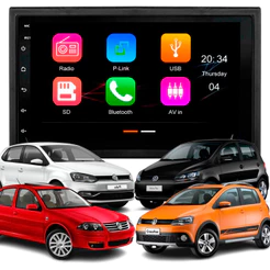Multimídia MP5 7" Polegadas VW Polo Golf Fox Crossfox Bora CarPlay/Android Moldura Câmera de Ré