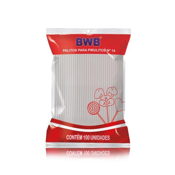 Palito para Pirulito Médio 14cm Transparente nº14 BWB Canudo Pet 226 - 100, 200, 300, 400 ou 500 unidades