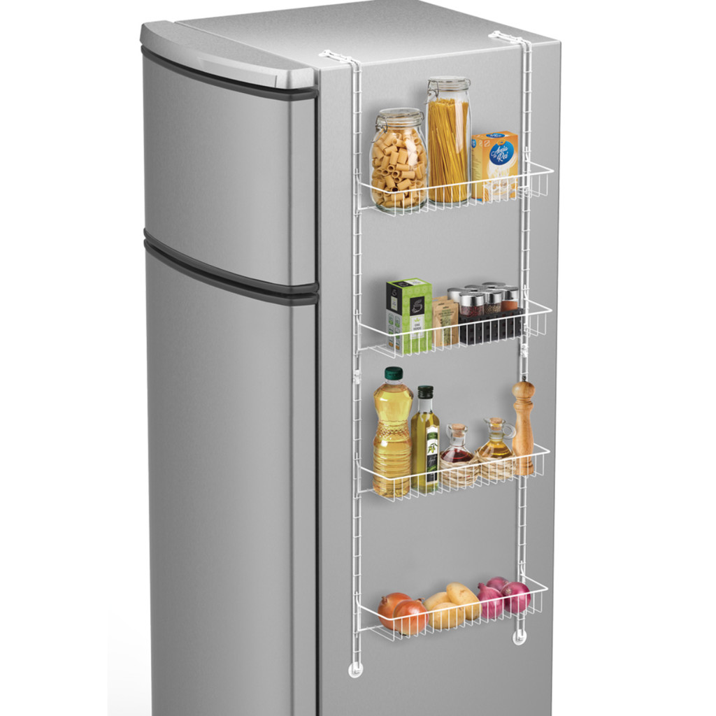 Prateleira Para Geladeira Com 4 Andares Reguláveis Porta Alimentos Temperos Cor Branco Arthi