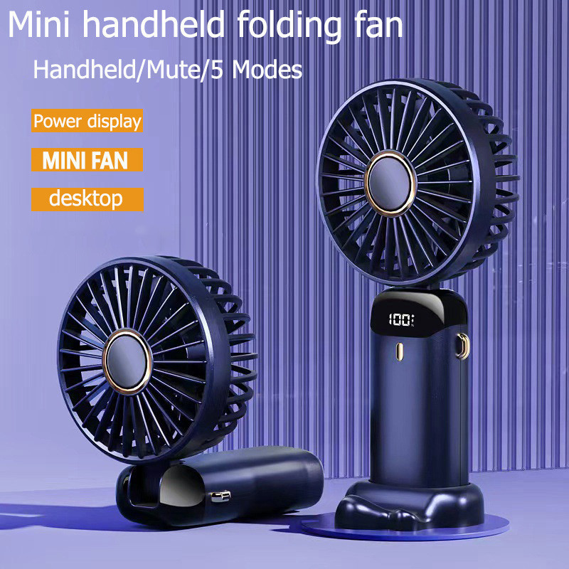 Ventilador Portátil Pequeno Dobrável Digital De Escritório USB Bateria De 3000MAH em Oferta na Shopee