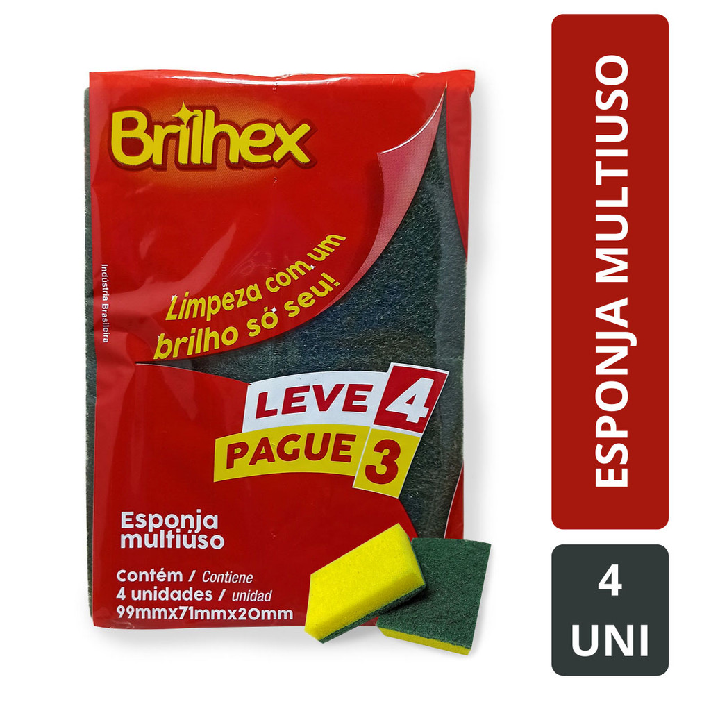 Esponja De Louça Amarela e Verde Multiuso Leve 4 Pague 3