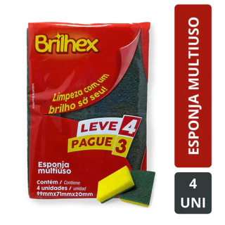Esponja De Louça Amarela e Verde Multiuso Leve 4 Pague 3