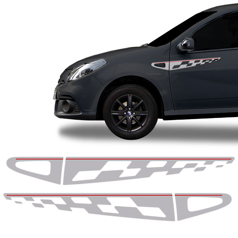Faixa Sandero Gt Line 2013 Adesivo Lateral Prata Para/lama em Oferta na Shopee