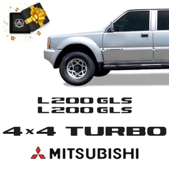 Adesivos L200 Gls 4x4 Turbo 2001/ Emblemas Mitsubishi Preto