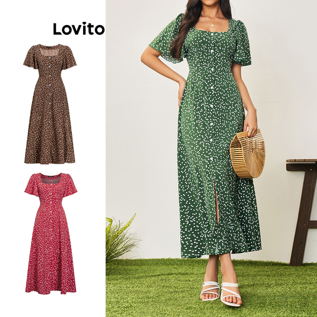 Lovito Casual Vestido Feminino Floral com Zíper LBA05180 (Multicolorido) - Women Clothes
