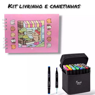 Kit Livro De Colorir Bobbie Goods Capa Dura 55 Páginas + Canetinhas Marca Texto 24/36/60