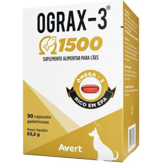Ograx-3 1500 Suplemento Alimentar Pra Cães 30 Cápsulas 53,0g em Oferta na Shopee