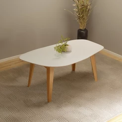 Mesa de Jantar Orgânica 6 Lugares Off White/Freijó - Dalla Costa