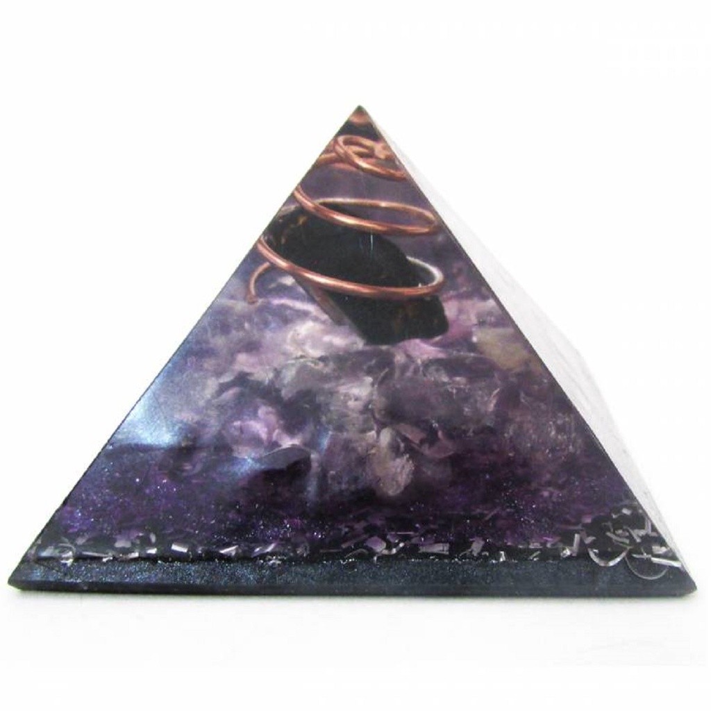 Pirâmide Orgonite Turmalina Negra -ametista Paz Transmutação