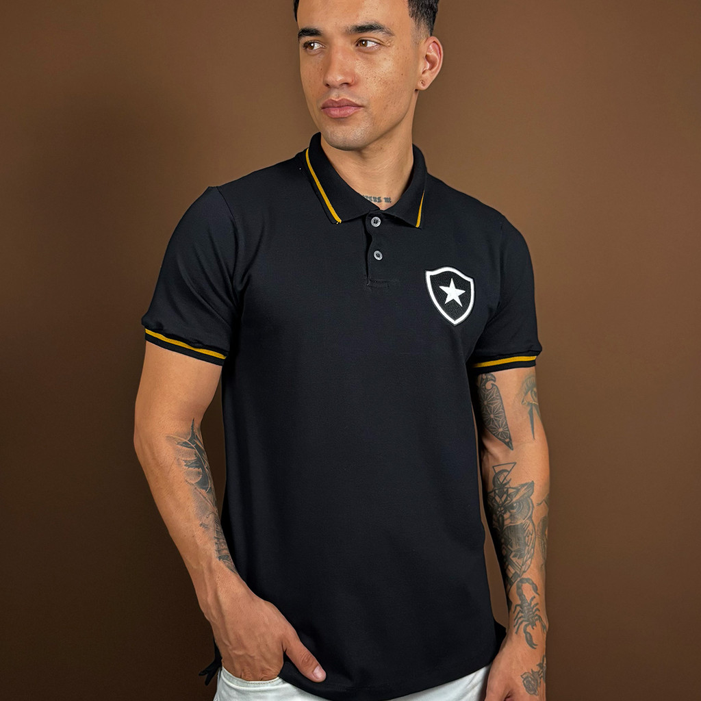 Camisa Botafogo Retrô Polo Ouro Masculina Oficial em Oferta na Shopee