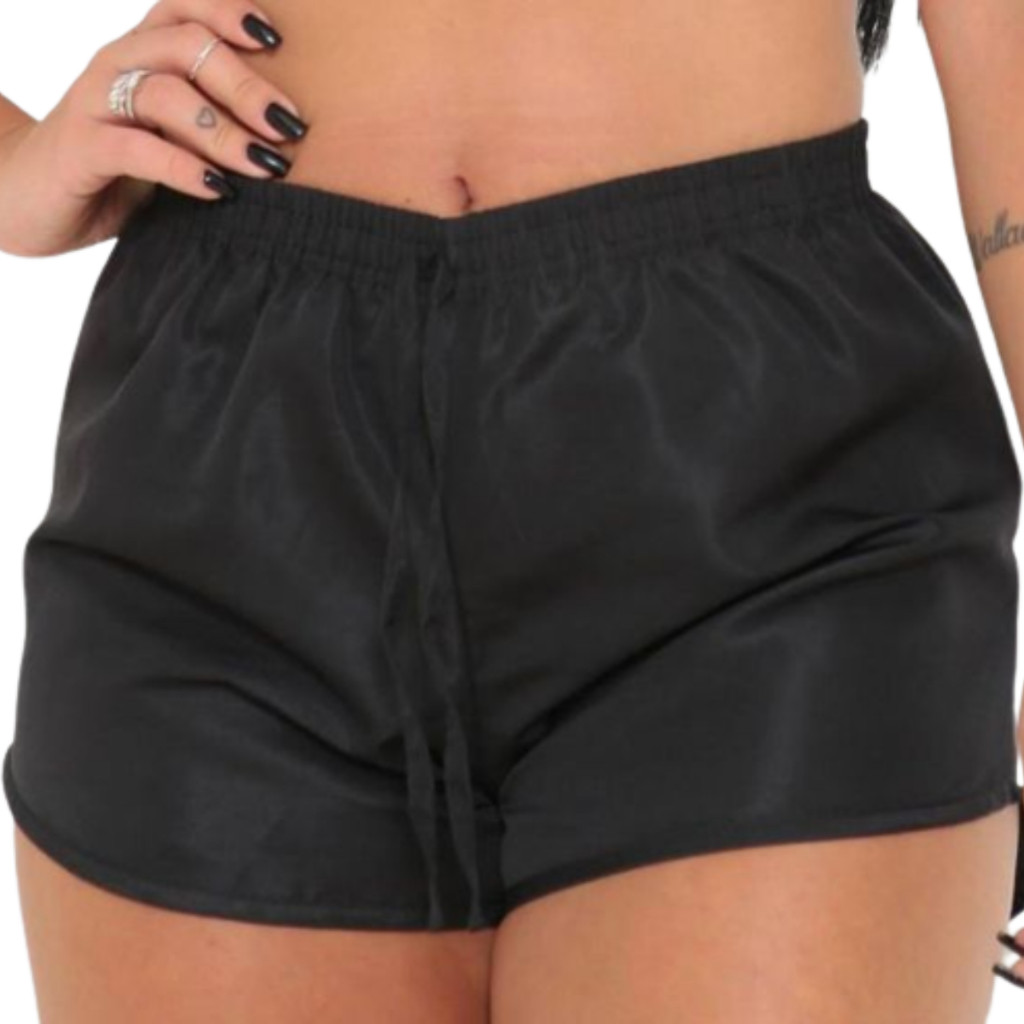 Short Feminino Curto Tactel Com Elastano Saída De Praia Piscina Academia Liso Moda Blogueira