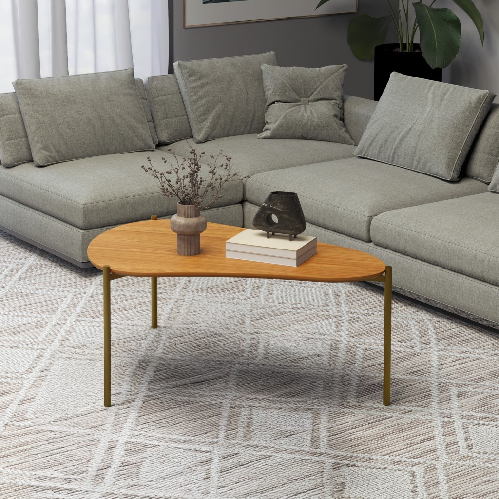 Mesa de Centro Orgânica Florença 90cm com Pés Metálicos Gold em Oferta na Shopee