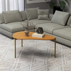 Mesa de Centro Orgânica Florença 90cm com Pés Metálicos Gold