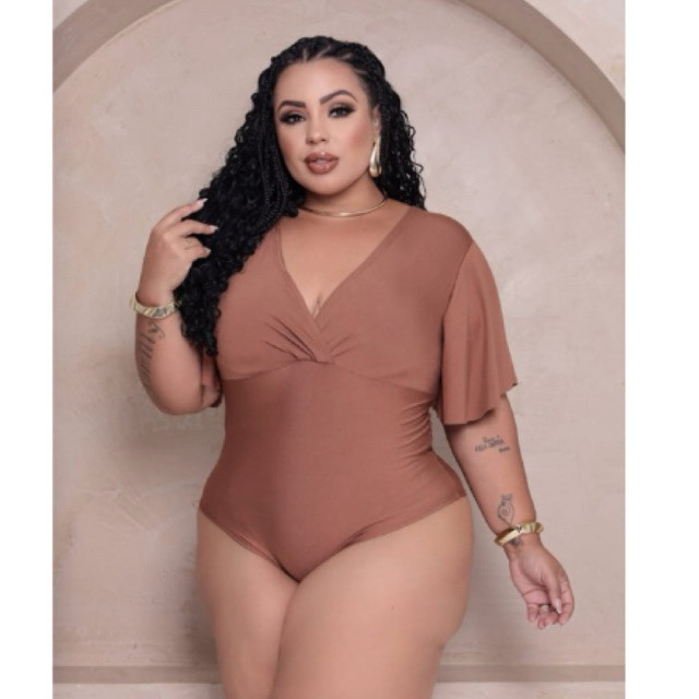 BLUSA BODY COLADO MANGA MORCEGO CRUZADO TRANSPASSADO DECOTE EM V PLUS SIZE G1 G2 G3 MODELA CORPO BODY BORI