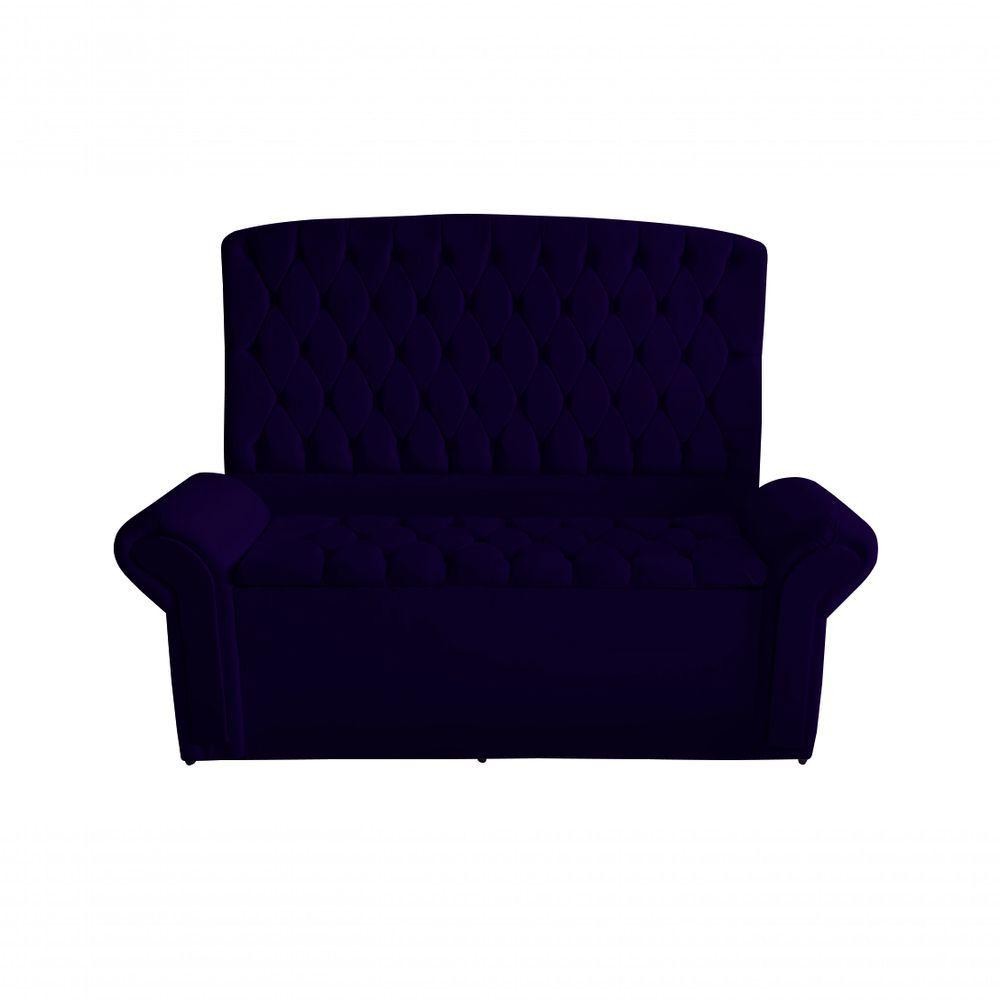 Kit Dubaí Cabeceira De Cama Box Casal E Recamier Baú Solteiro 90 Cm Suede Azul Marinho Do Lar Móveis