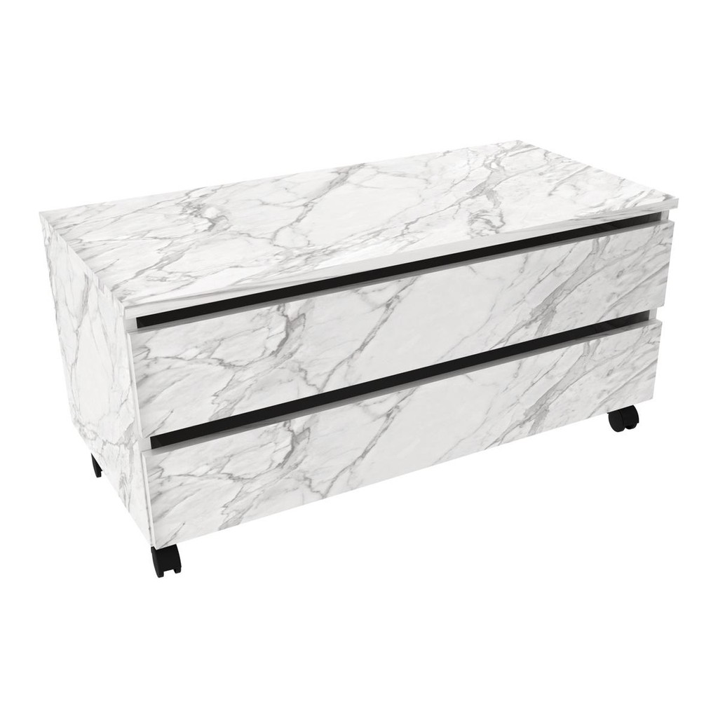 Gabinete Banheiro 2 Gavetas com Rodízios 80cm Multimóveis CR10083 Mármore Branco - Home & Living