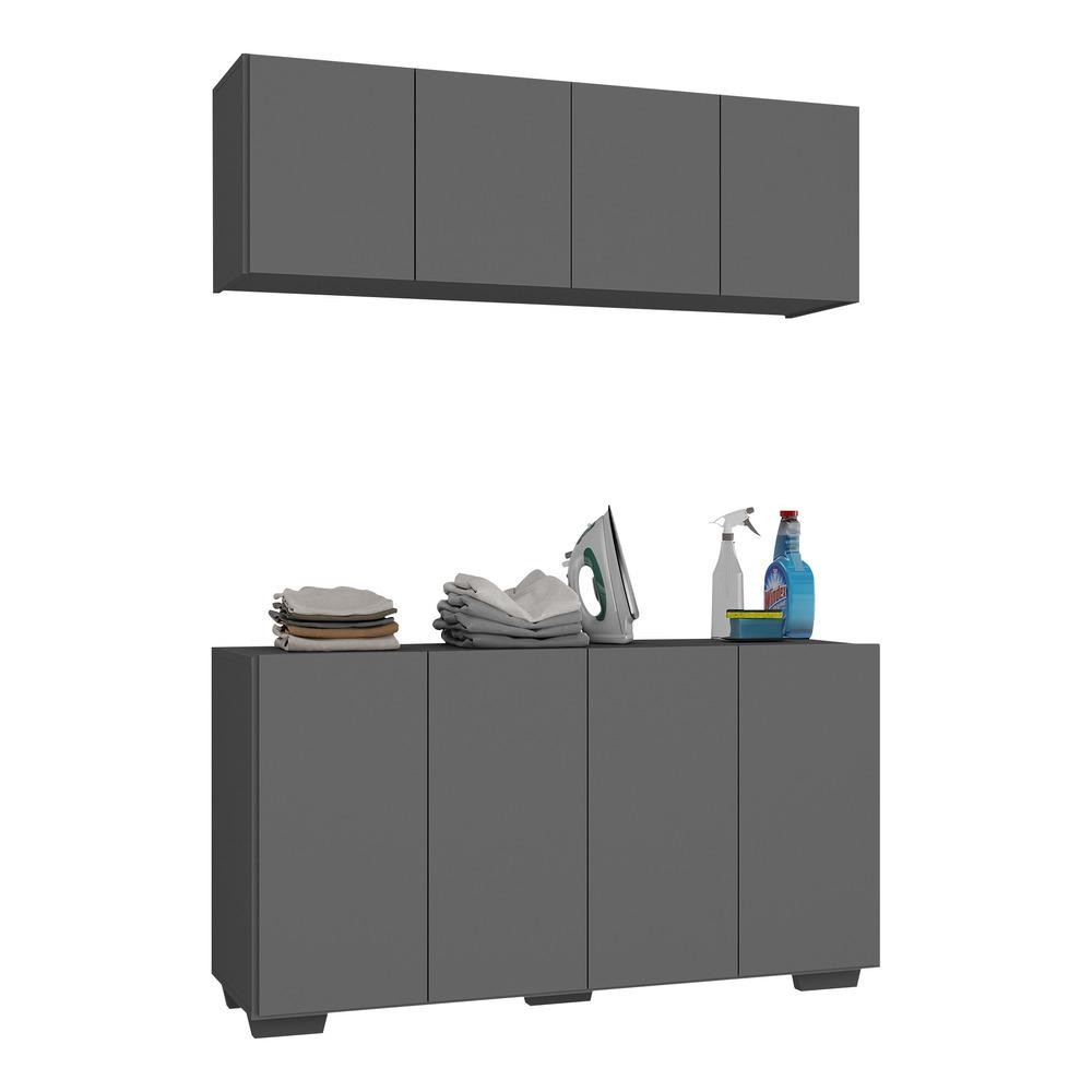 Conjunto Lavanderia Multiuso Armário Aéreo e Balcão 4 Portas Multimóveis MP5054 em Oferta na Shopee