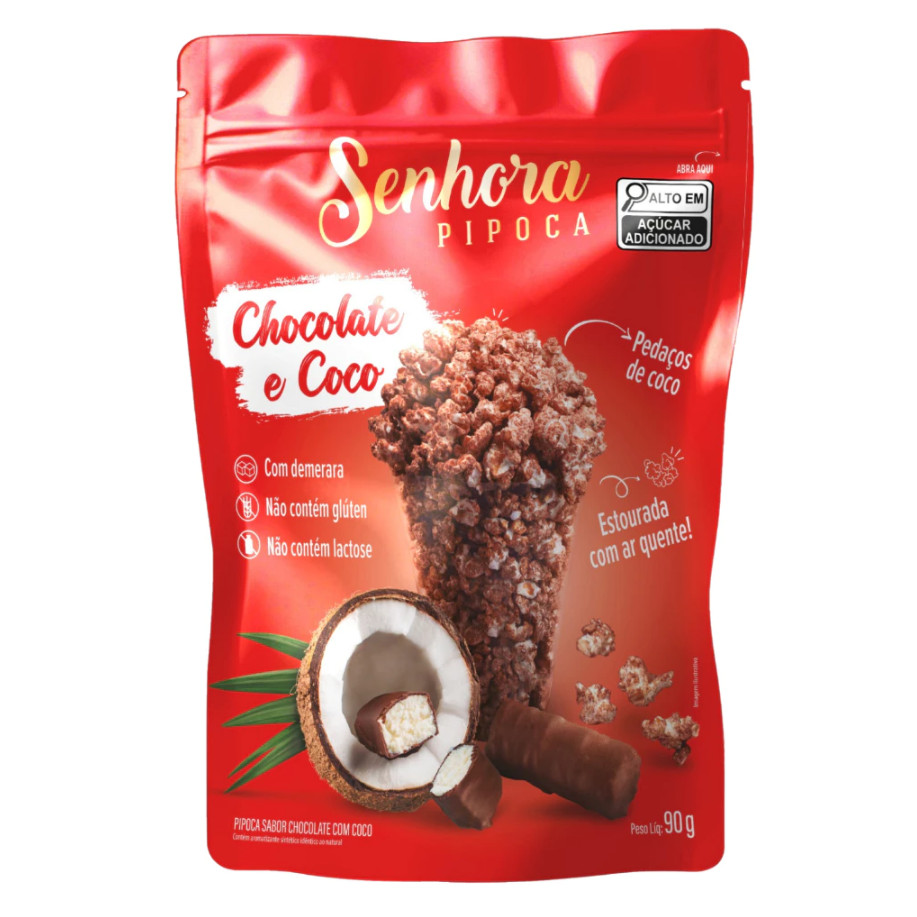 Pipoca Gourmet Sabor Chocolate e Coco 90g - Senhora Pipoca