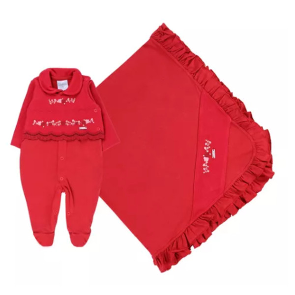 Kit Saída Maternidade Luxo Bebê Menina Bordado Paraiso 16153