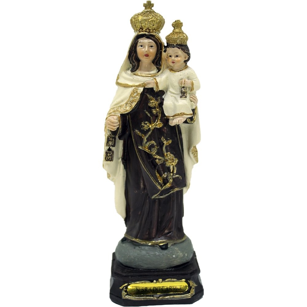 Estatueta Imagem Nossa Senhora Do Carmo Resina Enfeite 16cm
