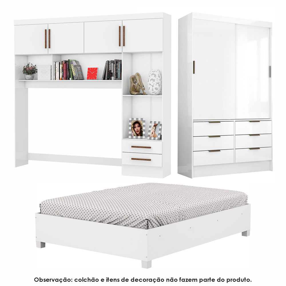 Guarda Roupa Casal Modulado Sevilha 5 e 2 Portas 8 Gavetas Cama Casal Carioca Móveis - Miniatura 2
